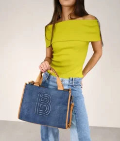 Online Bosanova Bolso de mano rectangular azul con cremallera
