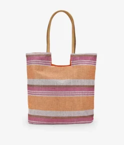 Hot Bosanova Bolso de playa con rayas marrón en rafia