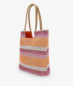 Hot Bosanova Bolso de playa con rayas marrón en rafia