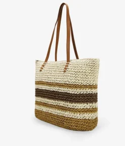 Best Bosanova Bolso de playa marrón en rafia con rayas