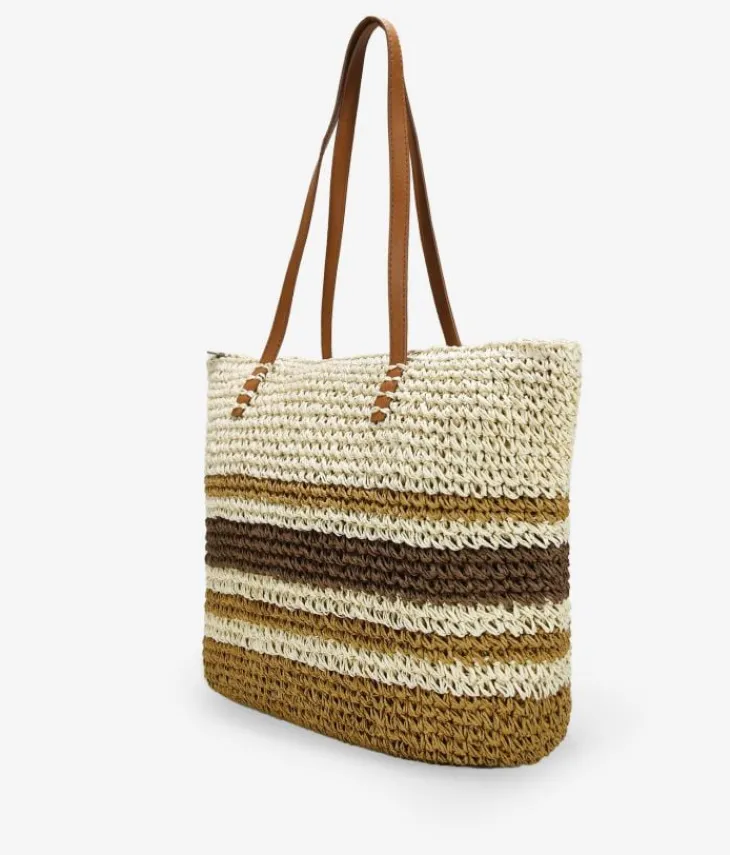 Best Bosanova Bolso de playa marrón en rafia con rayas
