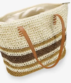 Best Bosanova Bolso de playa marrón en rafia con rayas