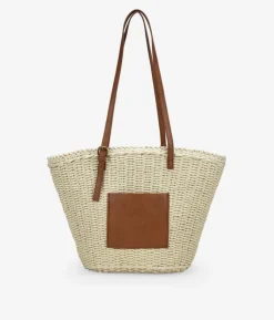 Discount Bosanova Bolso de rafia beige tipo capazo con bolsillo