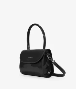 Hot Bosanova Bolso pequeño negro de charol con solapa