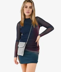 Sale Bosanova Bolso pequeño para móvil plateado con brillantes