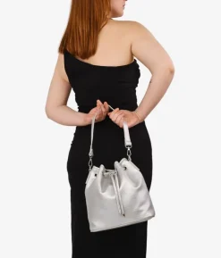 Sale Bosanova Bolso saco plateado con lazo fruncido