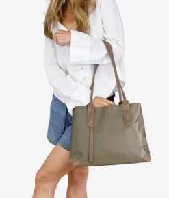 Best Bosanova Bolso shopper de hombro taupe en nailon con cremallera