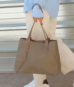 Best Bosanova Bolso shopper de hombro taupe en nailon con cremallera
