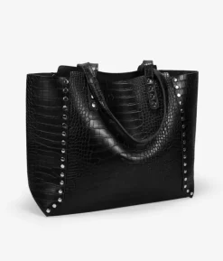 Best Bosanova Bolso shopper negro con grabado animal print y tachas