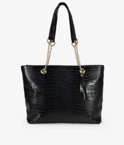 Discount Bosanova Bolso shopper negro efecto cocodrilo para portátil
