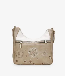 Best Bosanova Bolso taupe con bordado y cremallera