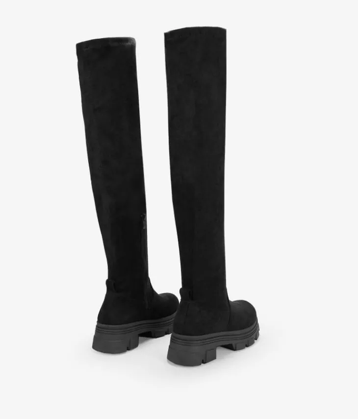 Fashion Bosanova Botas altas negras en ante vegano con suela track