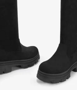 Fashion Bosanova Botas altas negras en ante vegano con suela track