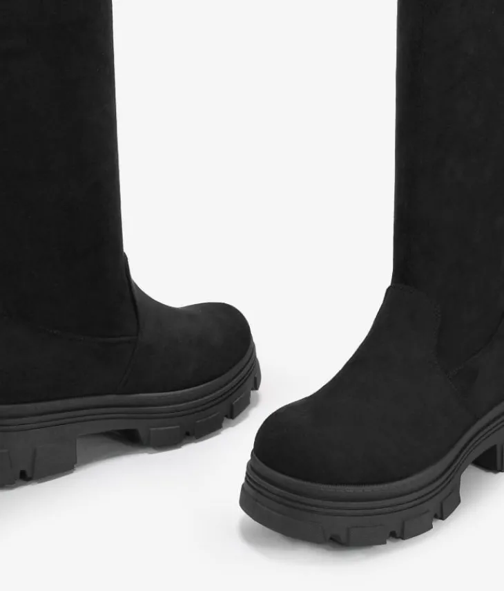 Fashion Bosanova Botas altas negras en ante vegano con suela track