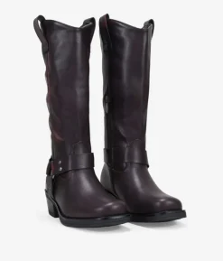 Fashion Bosanova Botas biker burdeos con argolla metálica