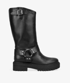 Discount Bosanova Botas biker negras en piel con hebilla