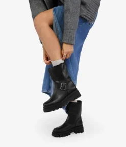 Best Bosanova Botas biker negras en piel con hebilla