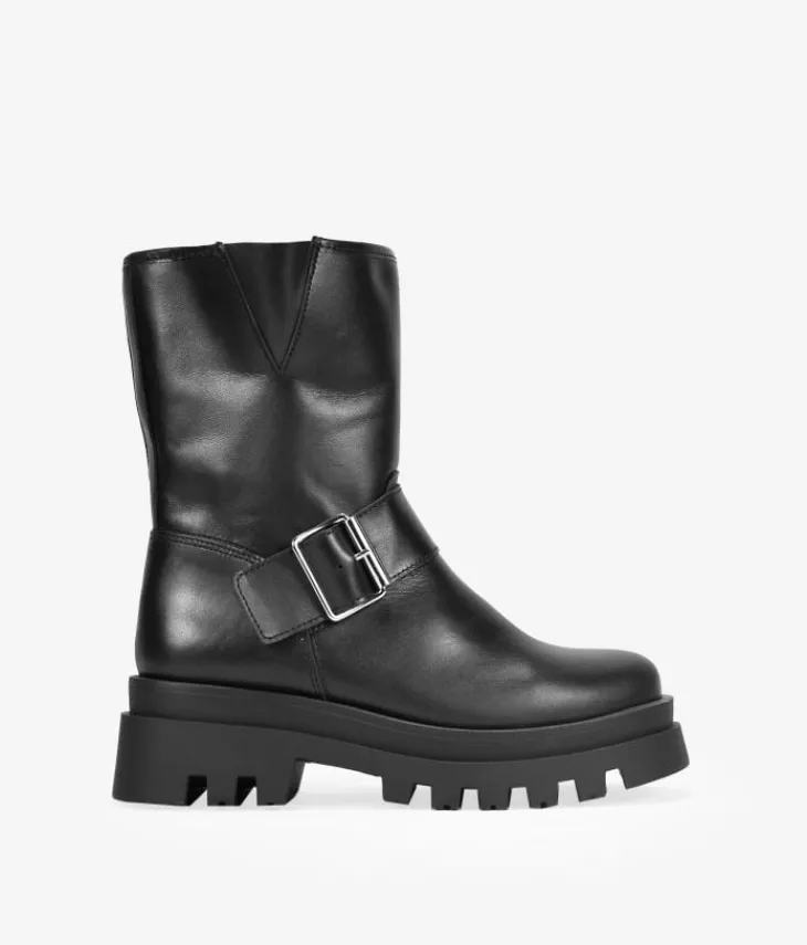 Best Bosanova Botas biker negras en piel con hebilla