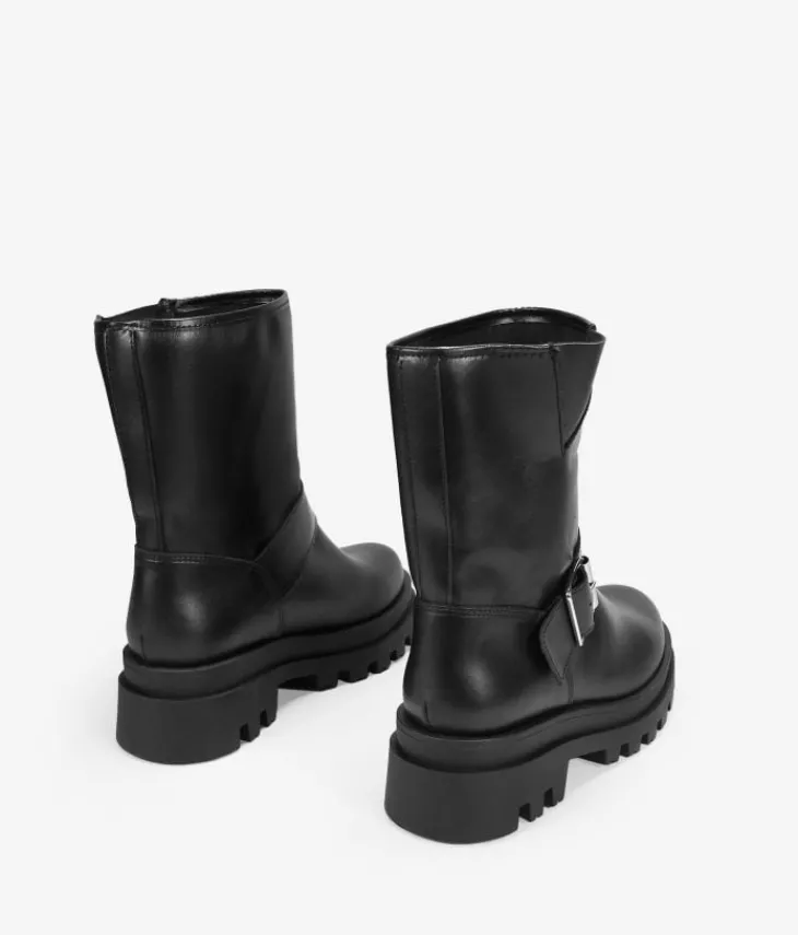 Best Bosanova Botas biker negras en piel con hebilla