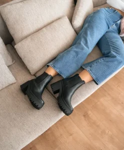 Outlet Bosanova Botas chelsea negras con tacón y plataforma