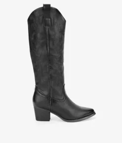 Clearance Bosanova Botas cowboy altas negras con bordado y tacón