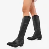 Best Bosanova Botas cowboy altas negras en piel lisa