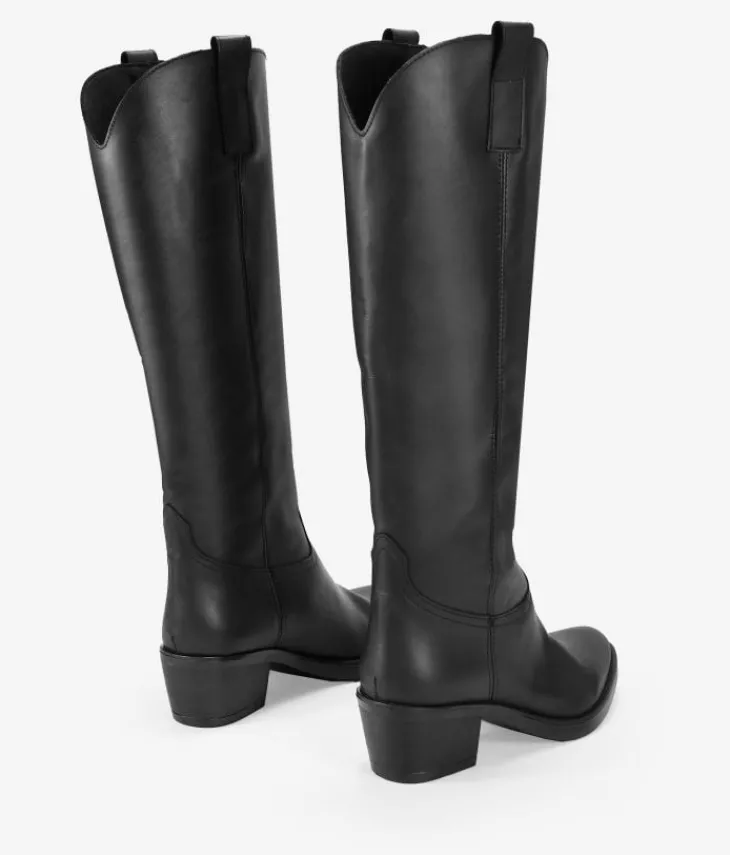 Best Bosanova Botas cowboy altas negras en piel lisa