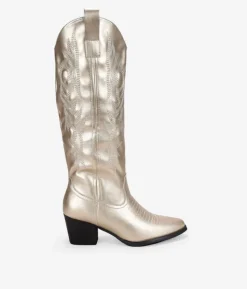 Online Bosanova Botas cowboy altas oro con bordado y tacón