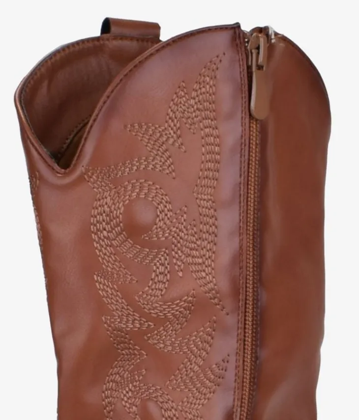 Online Bosanova Botas cowboy cuero con bordado