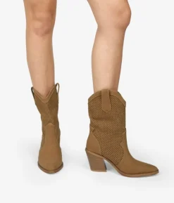 Clearance Bosanova Botas cowboy marrones con tacón y calados