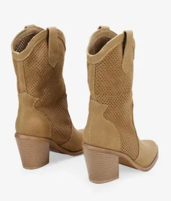 Clearance Bosanova Botas cowboy marrones con tacón y calados