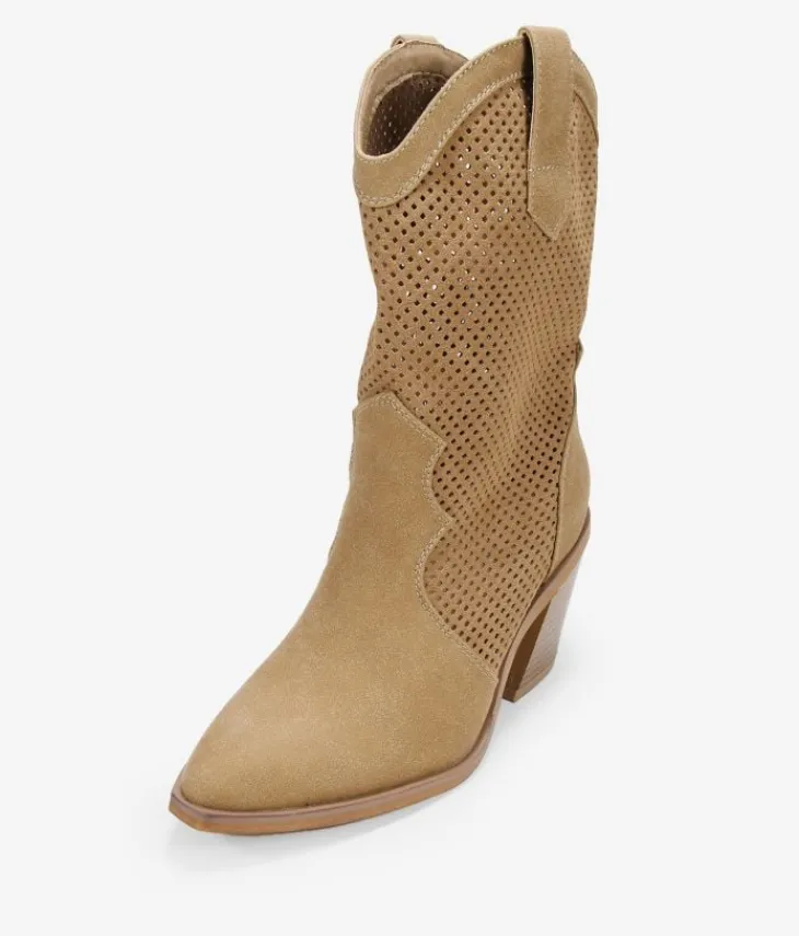 Clearance Bosanova Botas cowboy marrones con tacón y calados