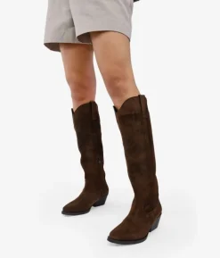 Fashion Bosanova Botas cowboy marrones en serraje piel con bordados