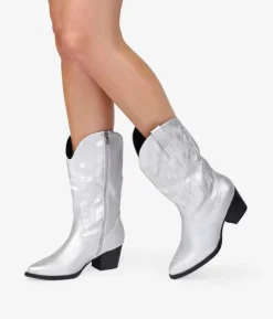 Outlet Bosanova Botas cowboy plata con bordado