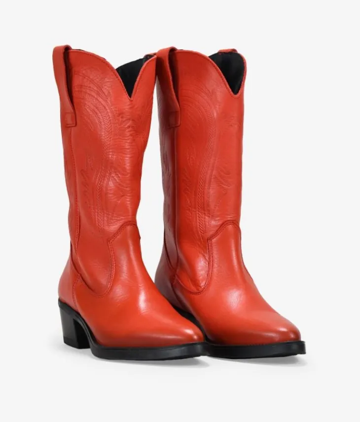 Clearance Bosanova Botas cowboy rojas en piel con grabado