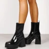 Clearance Bosanova Botas de plataforma negras con tacón ancho