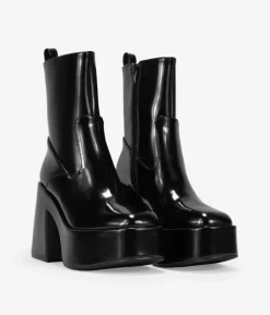 Clearance Bosanova Botas de plataforma negras con tacón ancho
