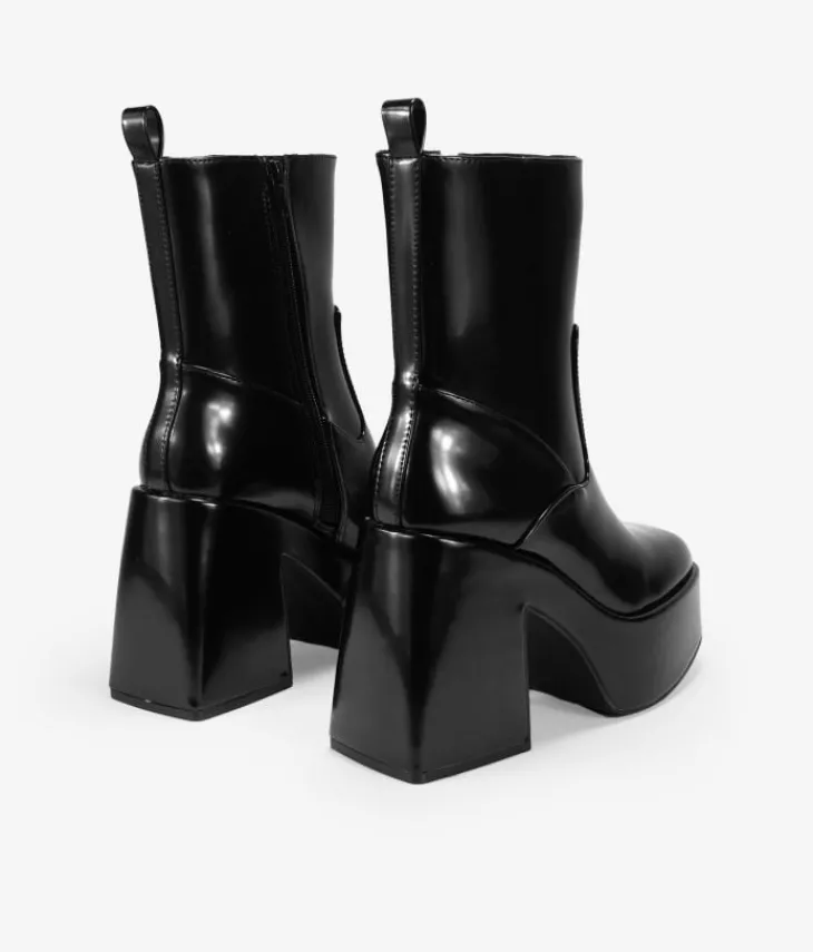 Clearance Bosanova Botas de plataforma negras con tacón ancho