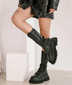 Discount Bosanova Botas militares altas con cordones y plataforma