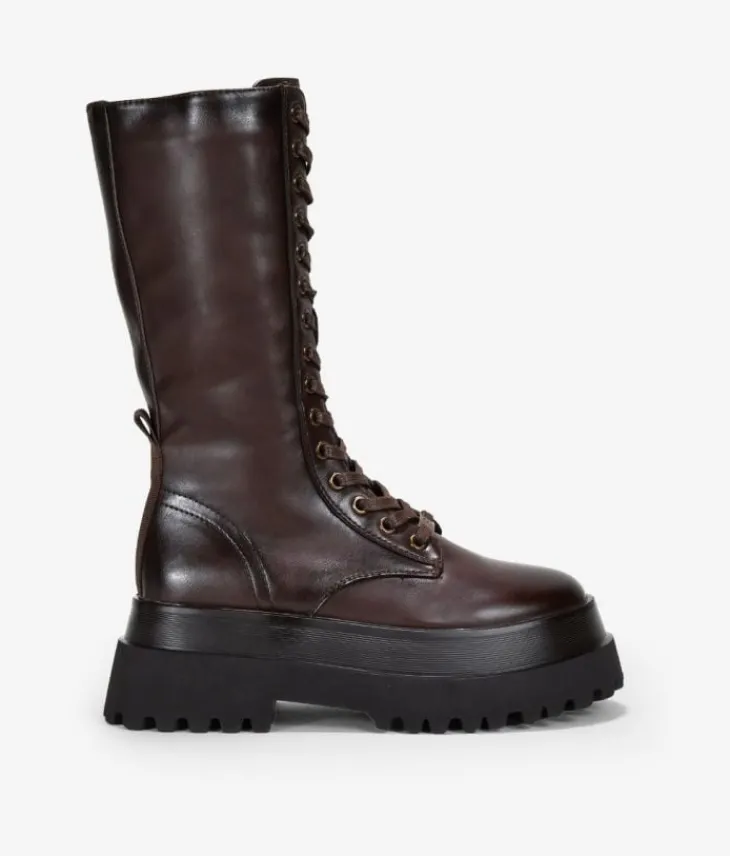 Clearance Bosanova Botas militares altas marrones con cordones y plataforma
