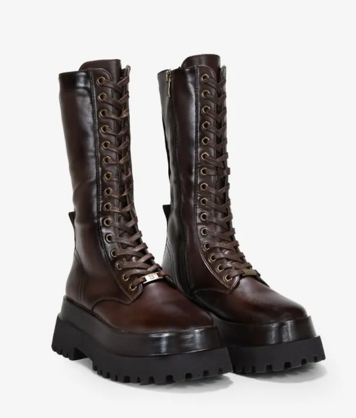 Clearance Bosanova Botas militares altas marrones con cordones y plataforma