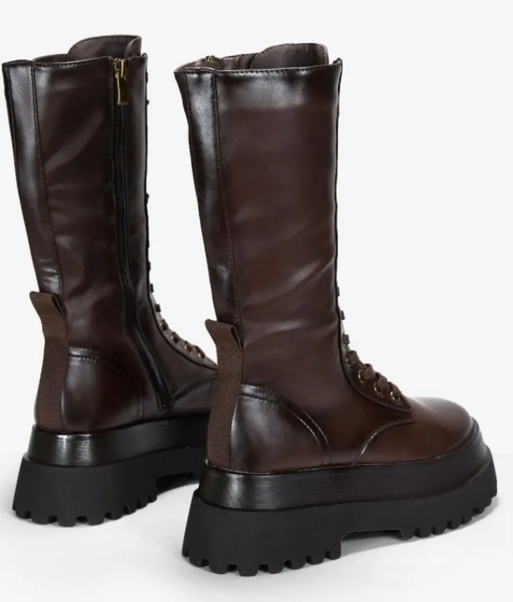 Clearance Bosanova Botas militares altas marrones con cordones y plataforma