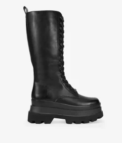 Best Bosanova Botas militares altas negras con punta cuadrada y plataforma XL