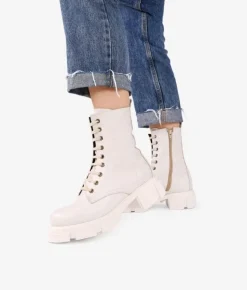 Best Bosanova Botas militares beige en piel con suela track