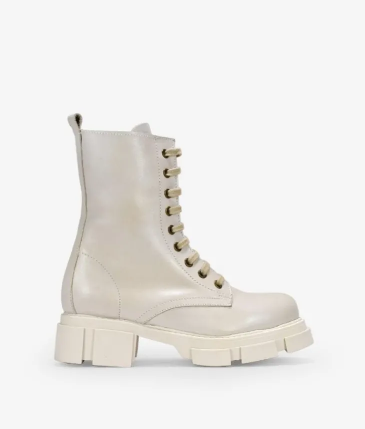 Best Bosanova Botas militares beige en piel con suela track