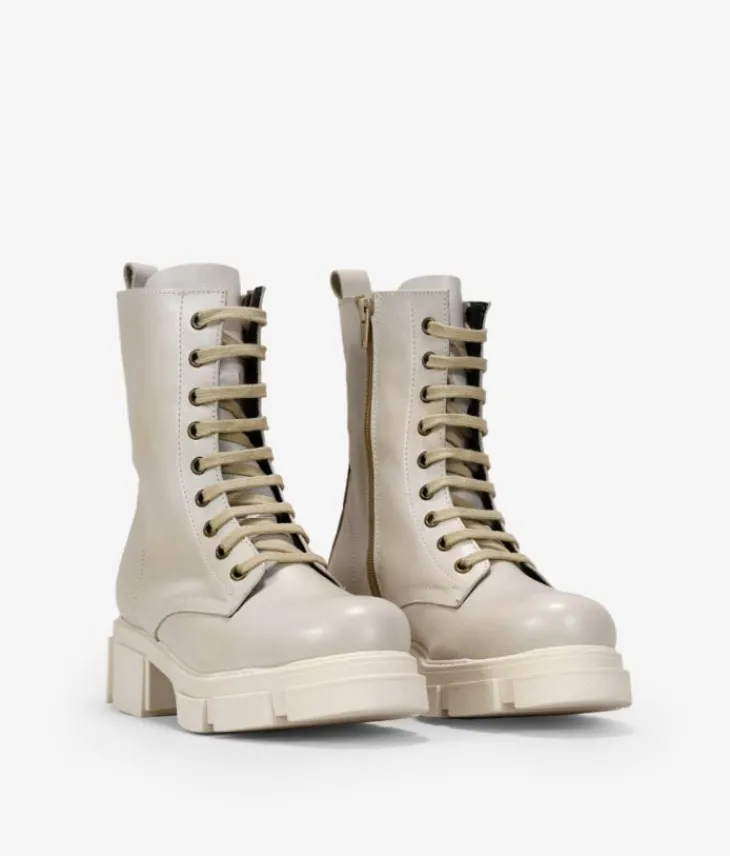 Best Bosanova Botas militares beige en piel con suela track