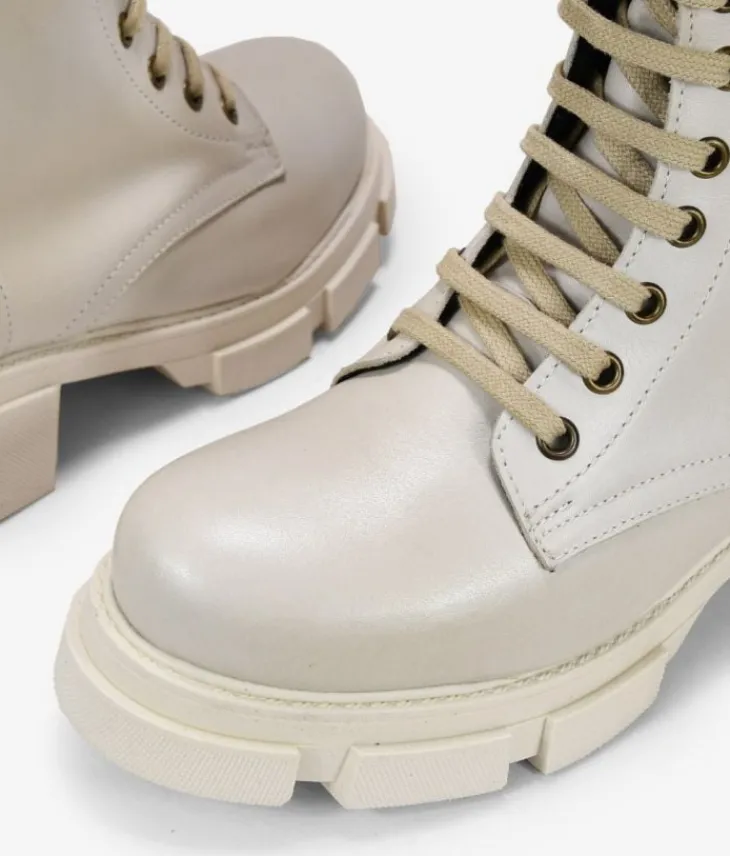 Best Bosanova Botas militares beige en piel con suela track