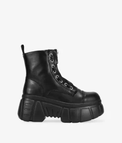 Clearance Bosanova Botas militares de plataforma negras con cremallera
