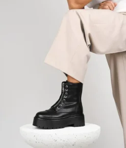 Clearance Bosanova Botas militares negras con cremallera central