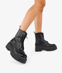 Clearance Bosanova Botas militares negras con cremallera y plataforma